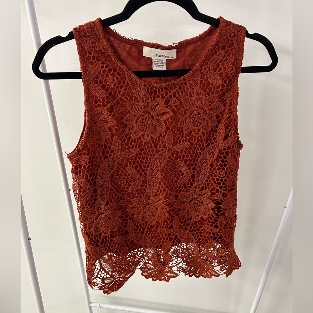 Sans Souci Women's Rust Lace Blouse